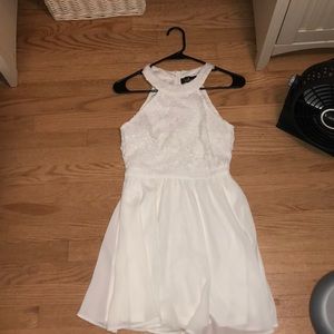 White floral lace skater dress